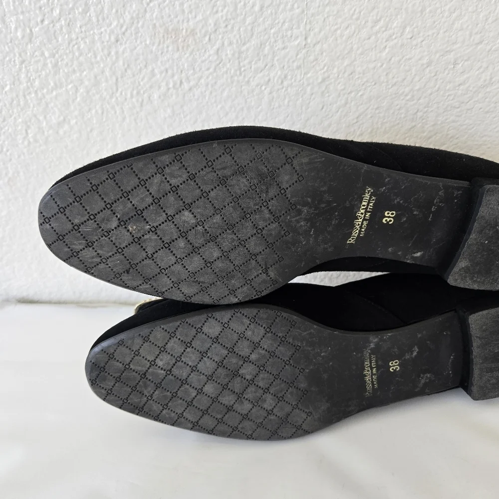 Russell & Bromley Black Suede‎ Leather Low Heel Flats Made in Italy size 38 or 8 - Picture 14 of 16